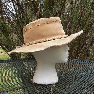 Vintage Banana Republic Suede KLONDIKE 49er Hat Floppy prospectors Western Tan